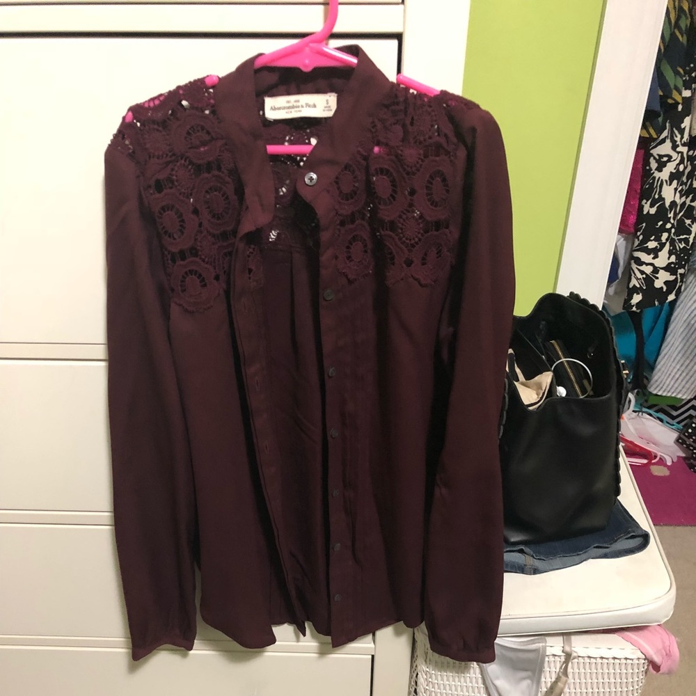 Abercrombie Maroon Lace Blouse